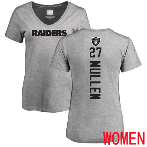 Oakland Raiders Ash Women Trayvon Mullen Backer NFL Football #27 T Shirt